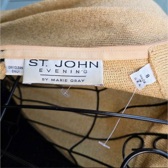 Vintage St. John Colorblock Black/Gold Long Sleeved Sweater Maxi Dress. Size 8 - Picture 10 of 11